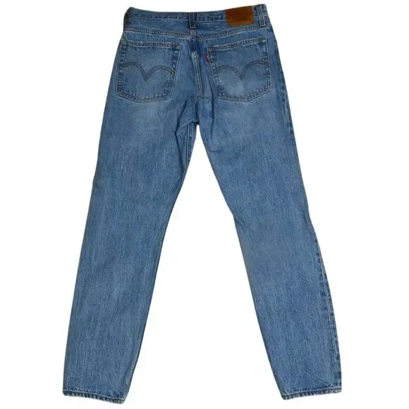 Levis Wedgie Straight Leg Jeans Womens 26 Blue Distressed Mid rise Denim - Picture 3 of 12
